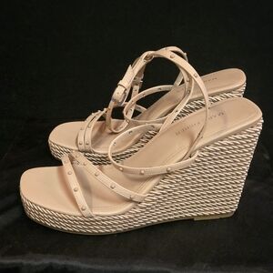Marc Fisher Nude Strappy Wedge Sandals